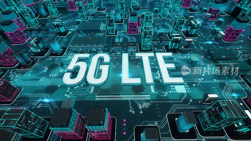 5G LTE与数字技术概念3D渲染